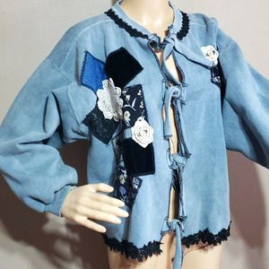 E.Clair Designs AUSTIN TX cropped sweatshirt jacket, sz M/L